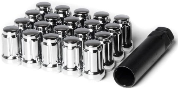 Chrome Spline Drive Lug Nuts 12x1.5 20 piece with Key Fits Most Aftermarket Wheels with thinner lug nut / bolt pattern holes, tuner style